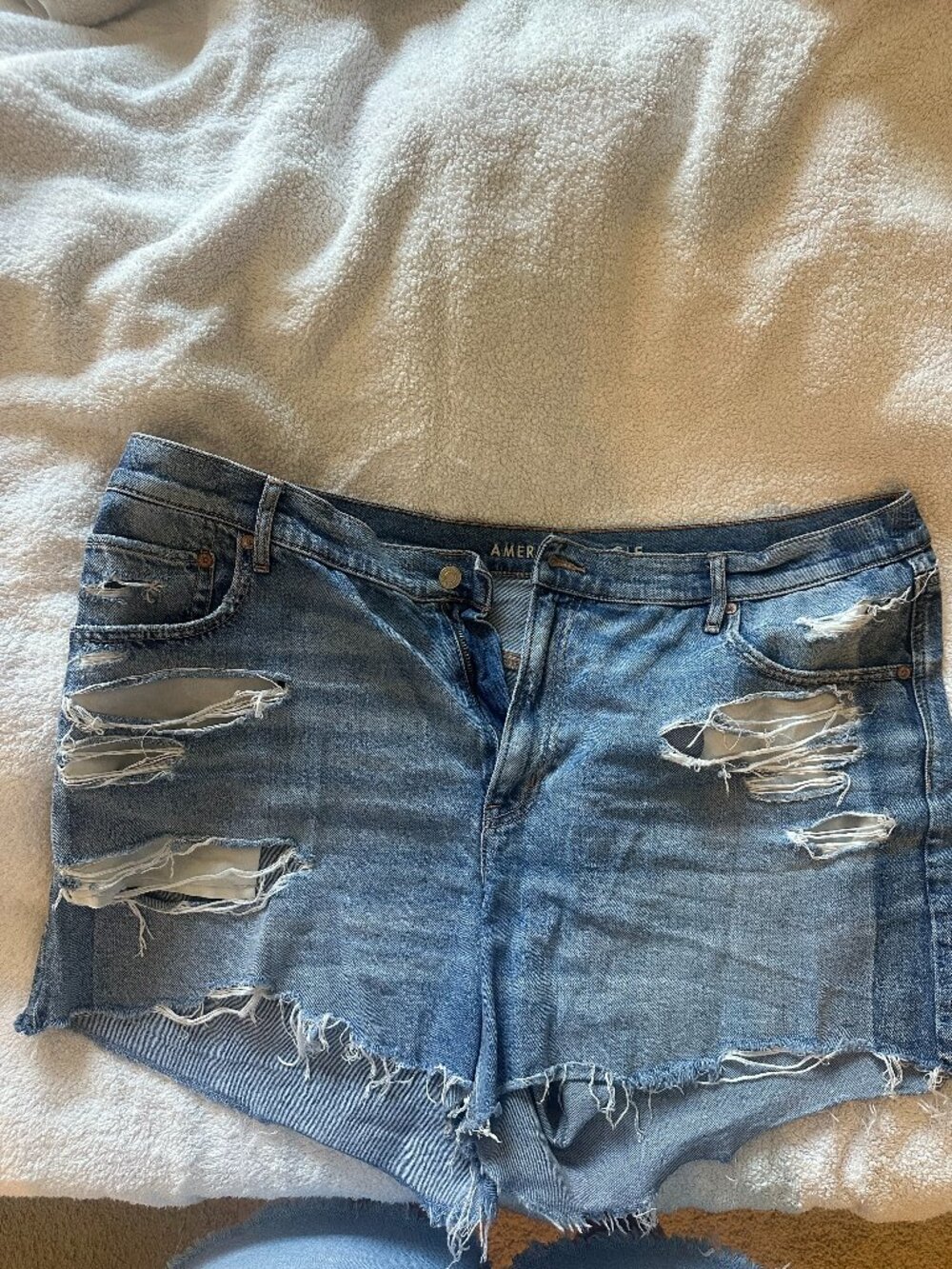 American Eagle "Strigid" Relaxed Distressed Denim Shorts — Size 18